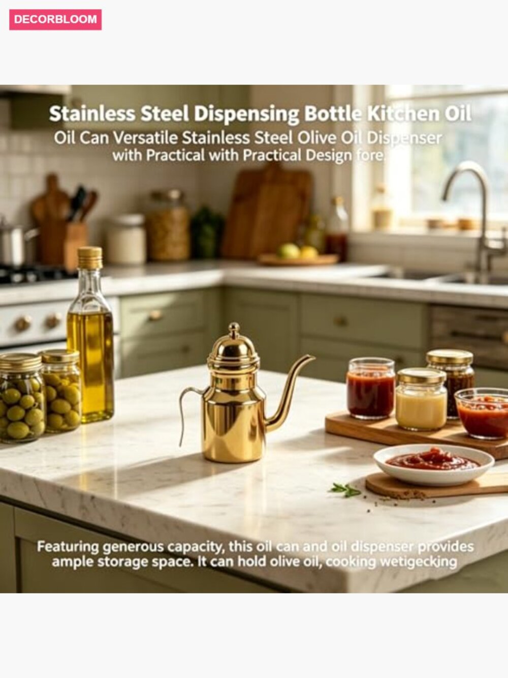 Stainless Steel Oil Dispenser Bottle 450ml for Cooking Kitchen - Picture 6 of 7